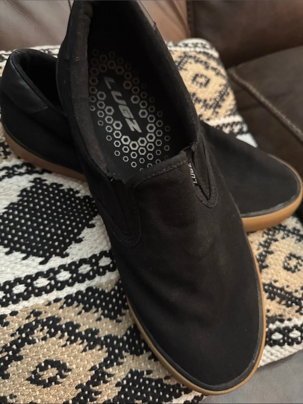 Lugz Men's Black Canvas Slip-On with Gum Outsole
